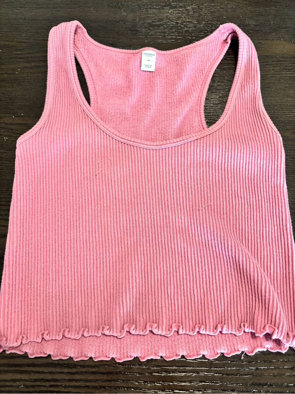 Arizona Jean Company Pink Ribbed Cropped Tank